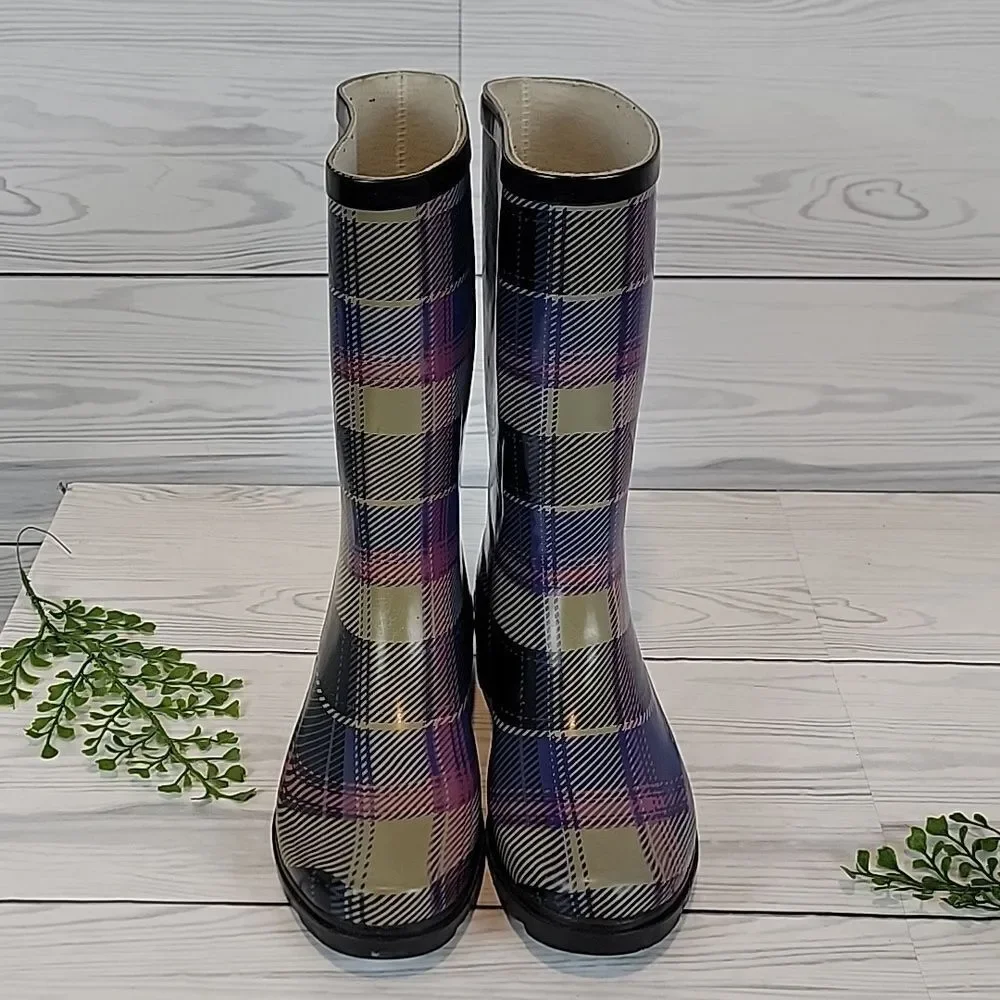 Sporto Evi Plaid Women's Rain Boots Size 8